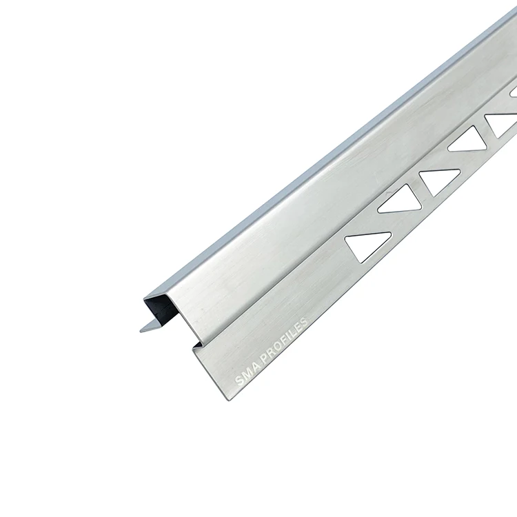 SMAProfiles OEM Acceptable Silver Brushed stainless steel inlay strips profile Metal Tile Trim with holes