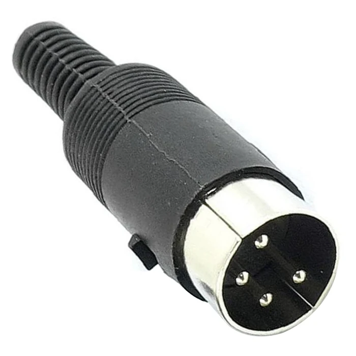 Nickel Plated DIN 4 Pin Male Connector With Plastic Casing