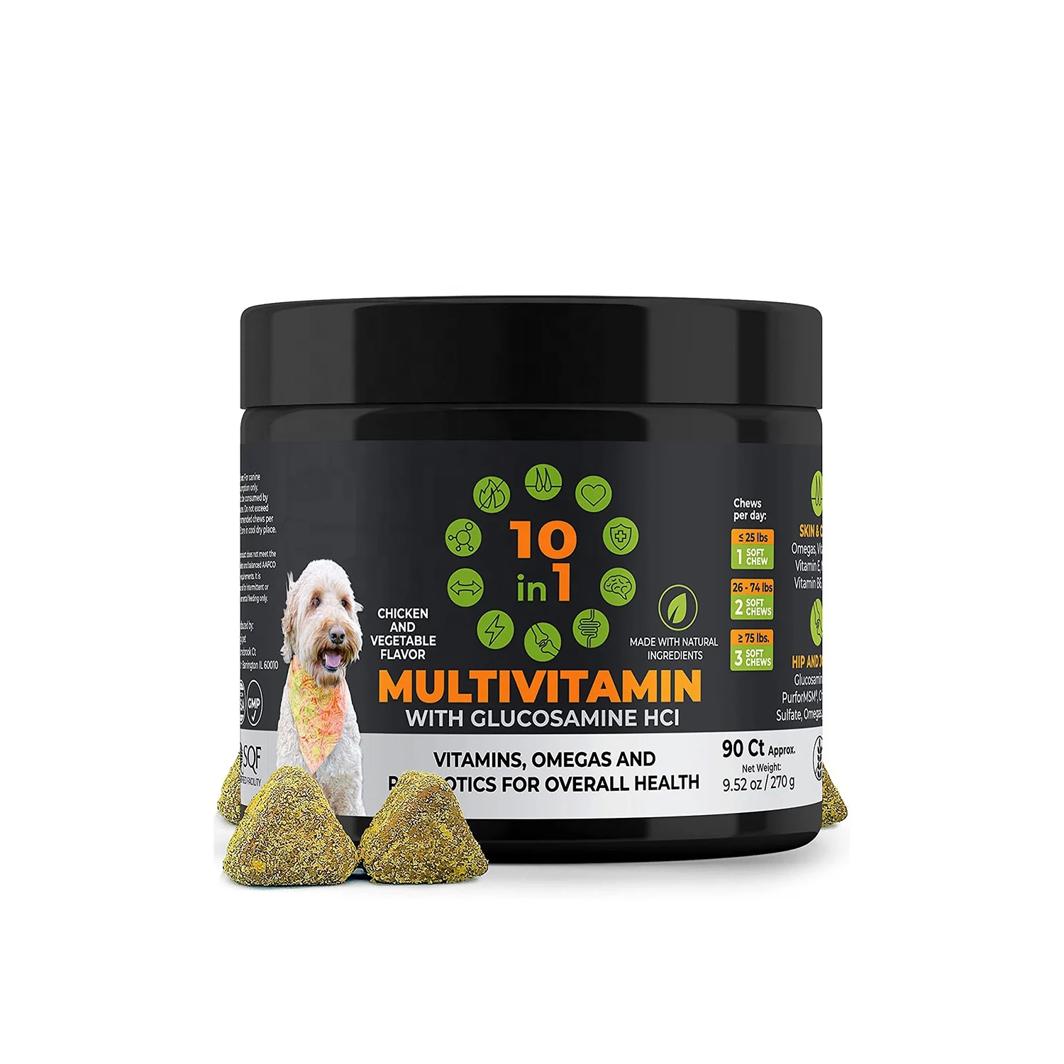 Multivitamin for Dog Hip and Joint Support Probiotics & Omega Fish Oil Dog Supplement for Overall Health