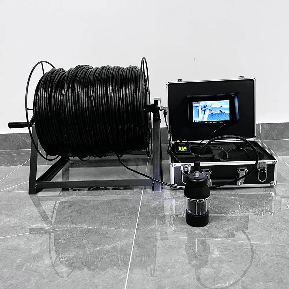 9 inch video screen 200 meters 360 degree rotating underwater monitoring system with power display