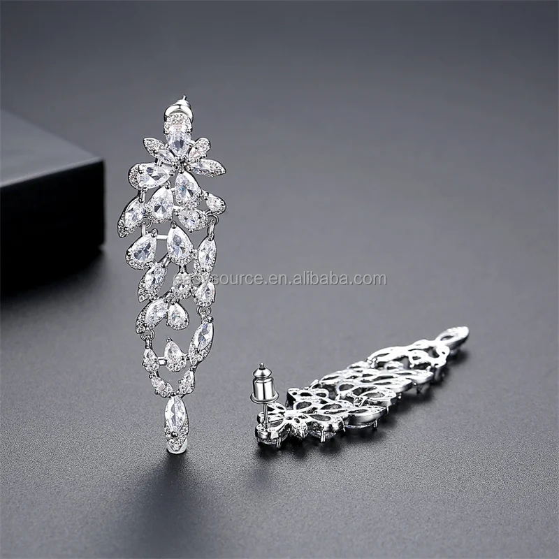 RE6163 Leaves CZ Stone Earrings for Women Silver Color Fashion Zircon Earrings Wedding Accessories Jewelry