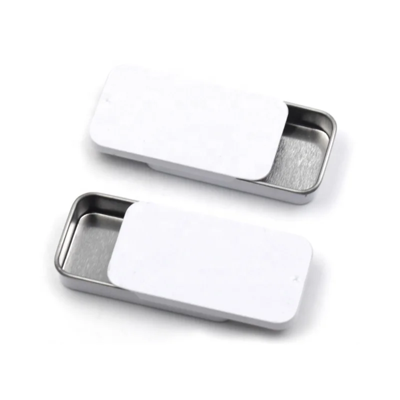 Black White Silver Rectangle Mini Sliding Boxes Mints Cream Rings Brooches Necklaces Balms Packaging Tin Boxes