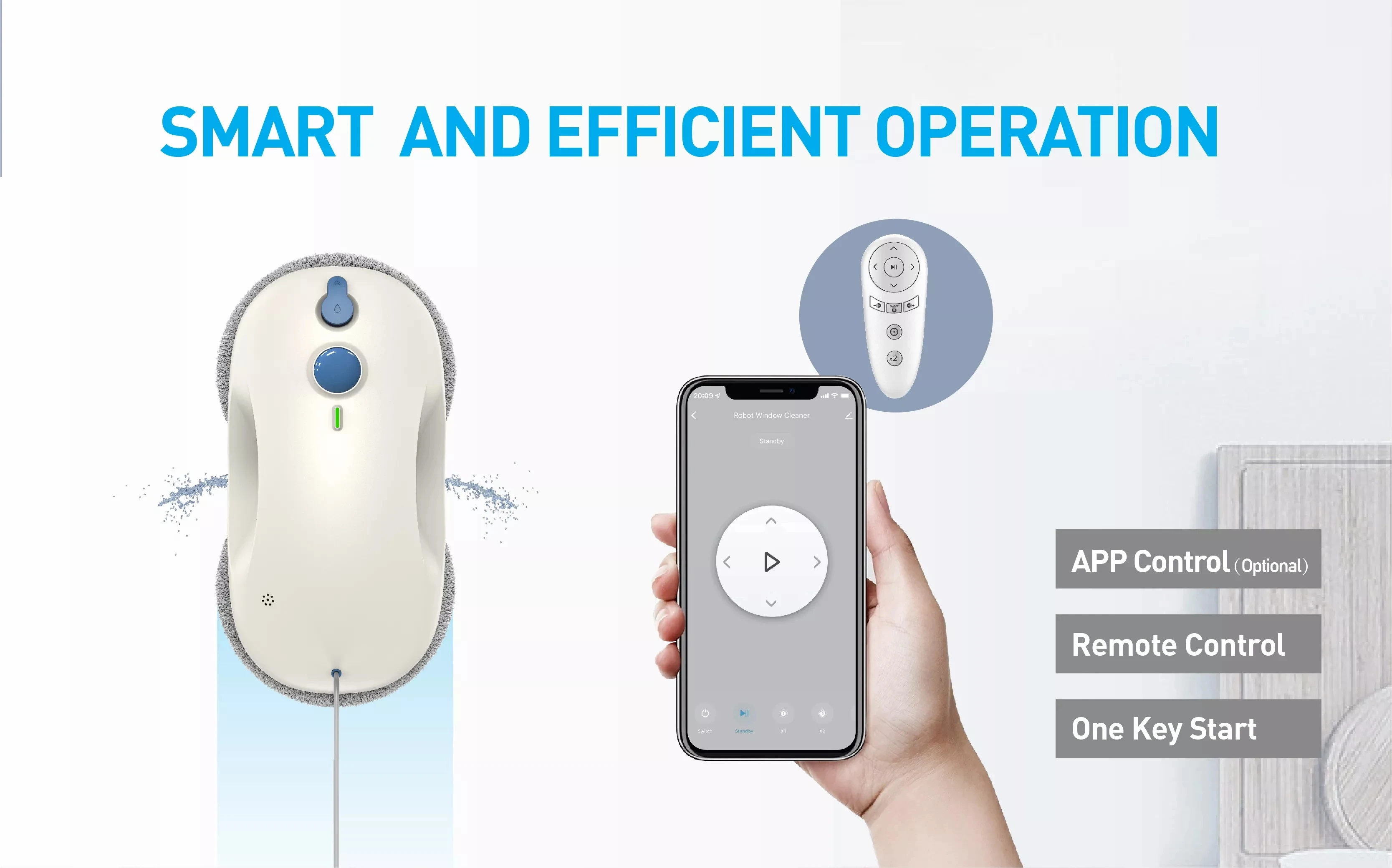 Water Spray Auto and manual remote control APP Control Window Cleaning Robot Glass Robot Window Cleaner