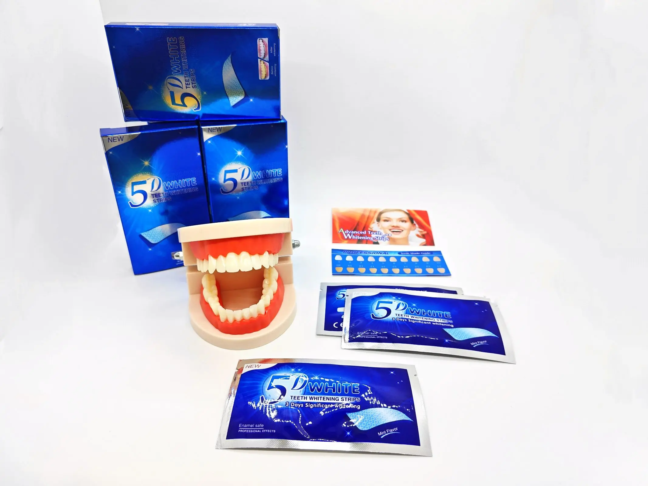 5D Bright White Tooth Strips Mint Teeth Whitening Strips Home Use 14 Pairs