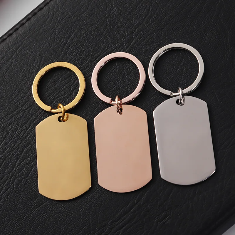 Customize Metal Key Ring Laser Engraved Name Logo Blank Stainless Steel Dog Tag Keychain