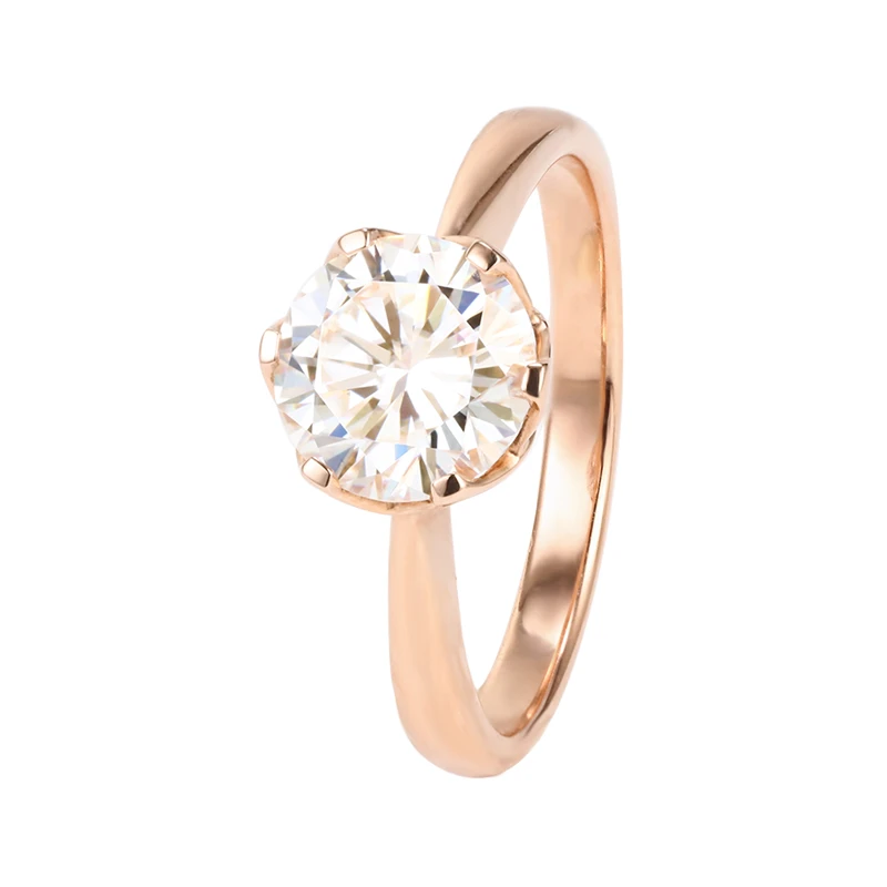 
Customized Pure 14K Gold One Stone Rings Eternity Dimond Band Ring Women 