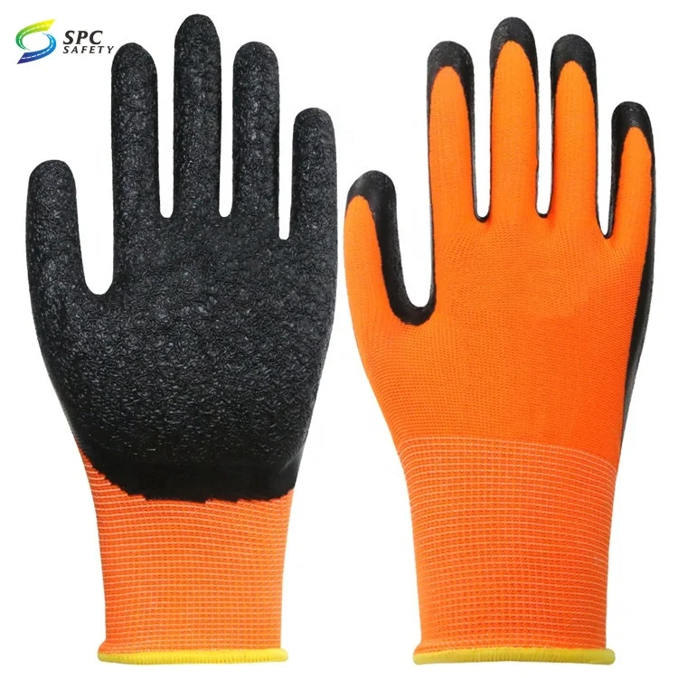 Hotsale wildly used Black latex coating dipped hand safety 13 gauge Red polyester string knitted work gloves
