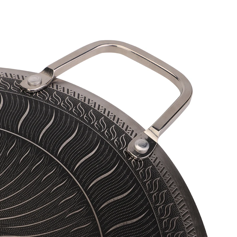 Korea Barbecue Round Frying Pan Grill Camping Outdoor Cookware Non Stick Cast Bbq Grill Pan