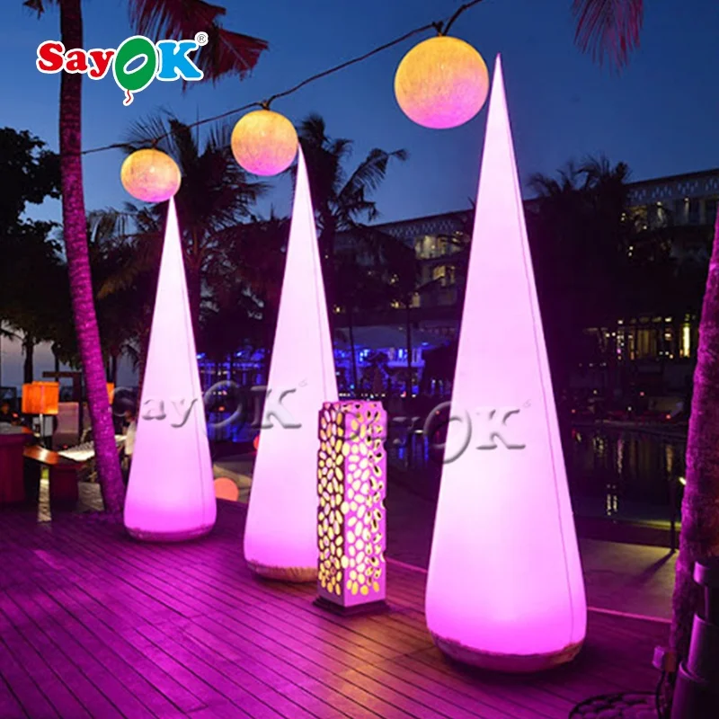 Led Light Large Inflatable Traffic Cone For Decoration Inflatable Cone End
