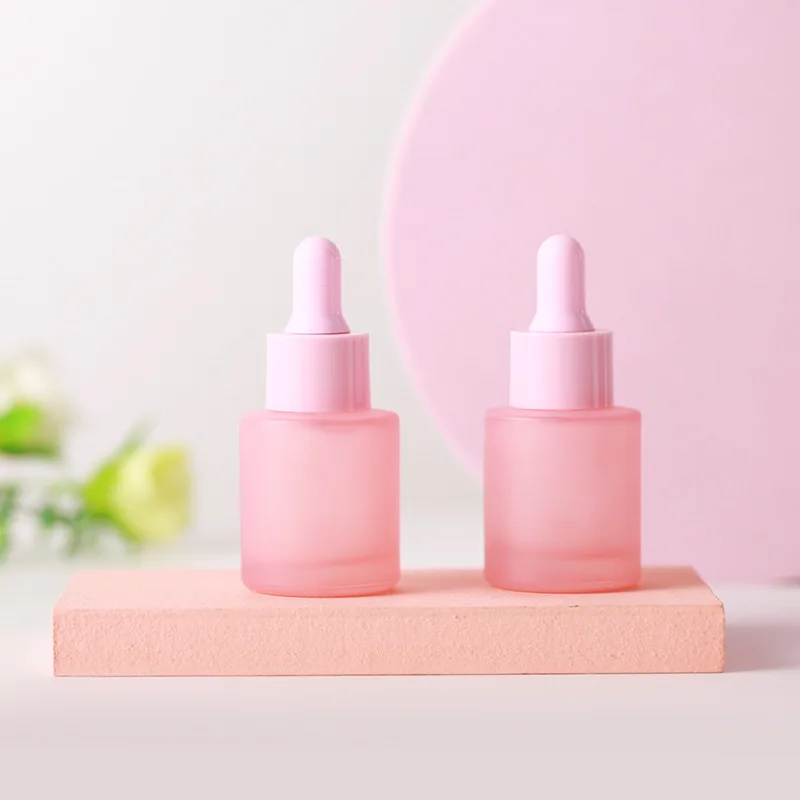 Round shape 20ml Luxury Hair Oil Pink purple yellow black Glass Dropper Bottle