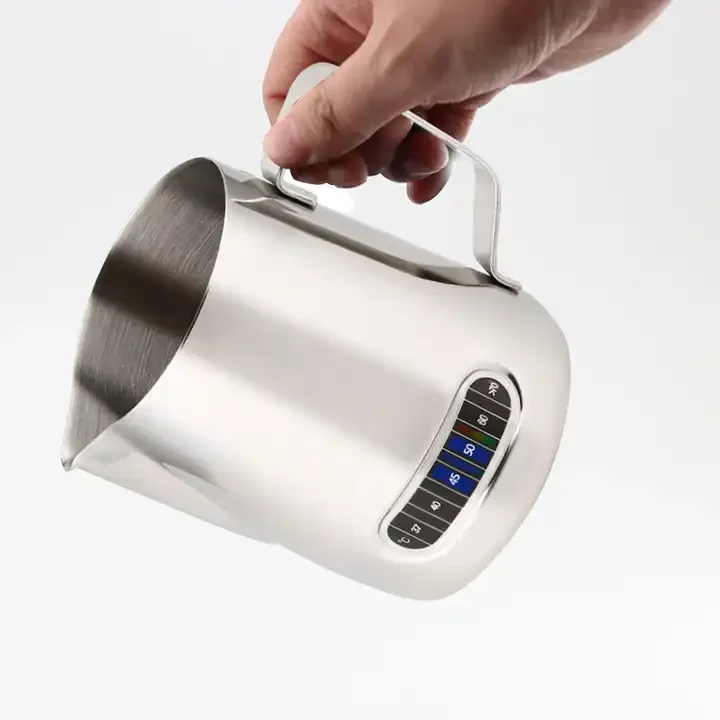 Горячая распродажа чашка для ЛАТТЕ из нержавеющей стали с температурными наклейками баночка латте кофе приготовления молока посуда