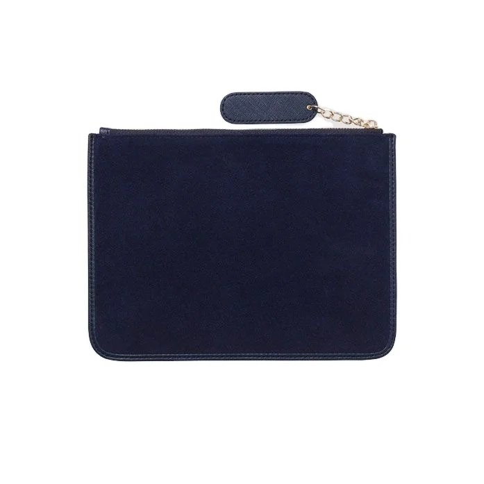 fashion women pouch with tag suede leather lady pouch ladies wallet bag navy blue