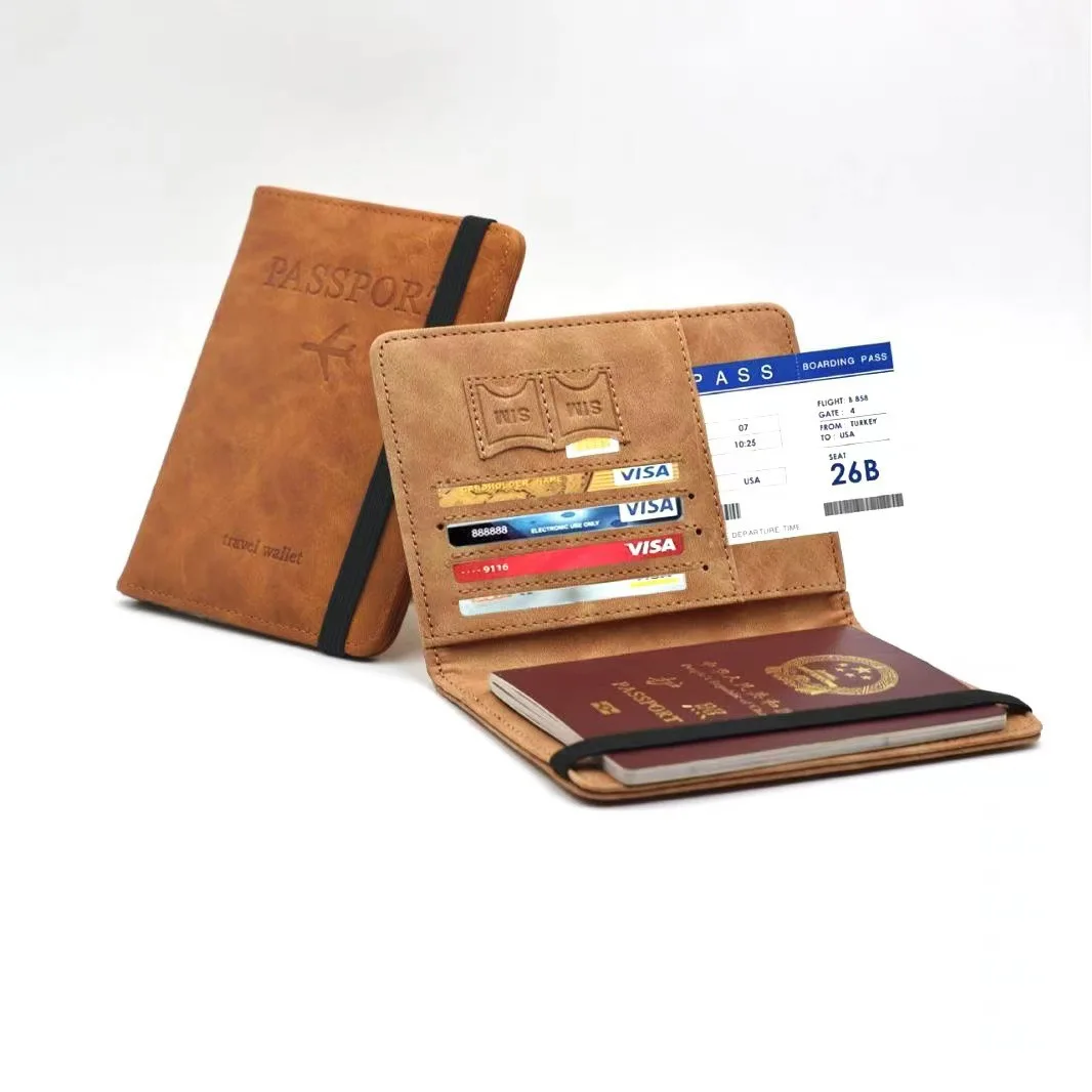 Cross border popular spot PU leather strap passport bag, ticket holder, travel portable SIM card passport holder_2
