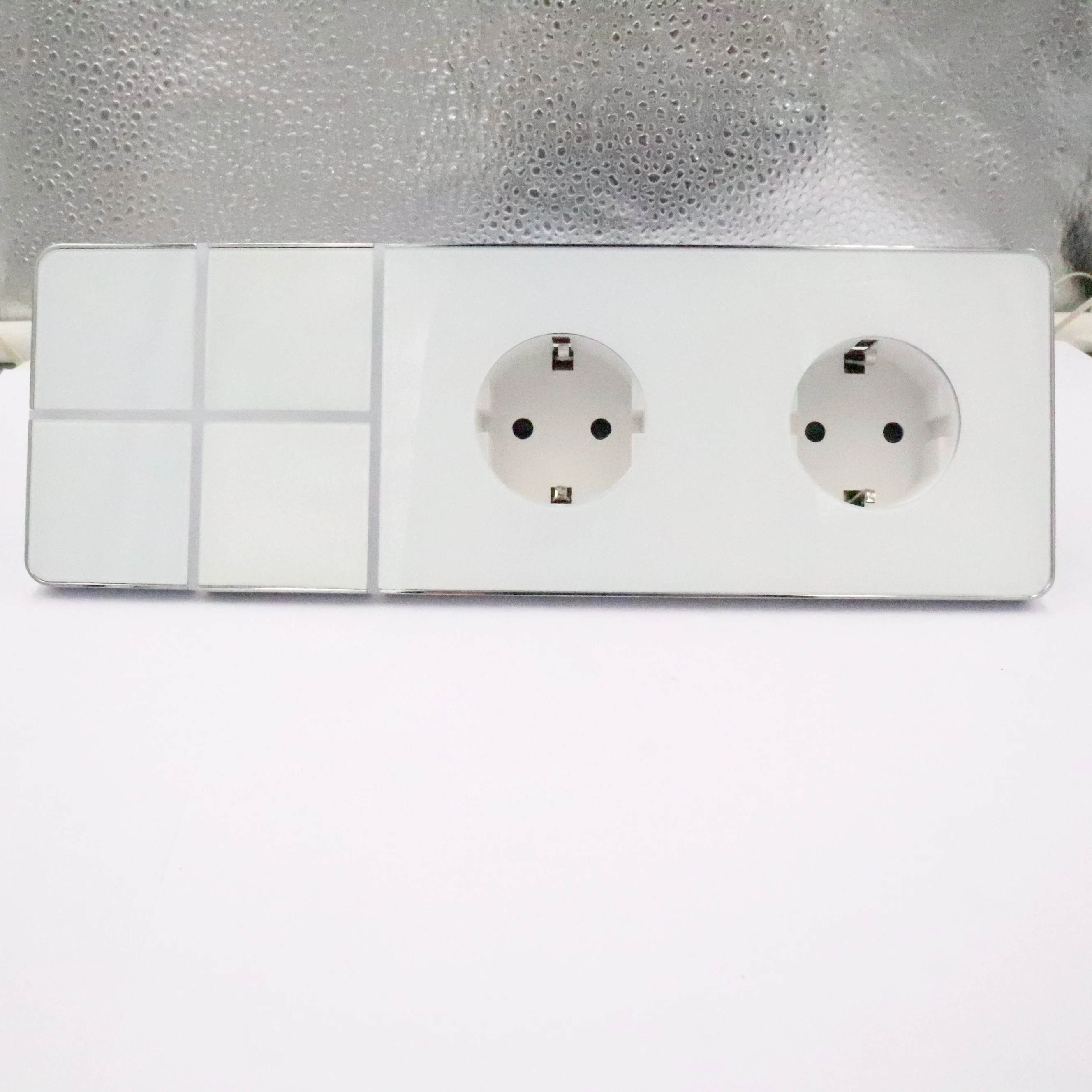 High Quality Wall Electrical Switches Black Glass Switches and Sockets UK Double Light Switch with CE ROHS Certificate