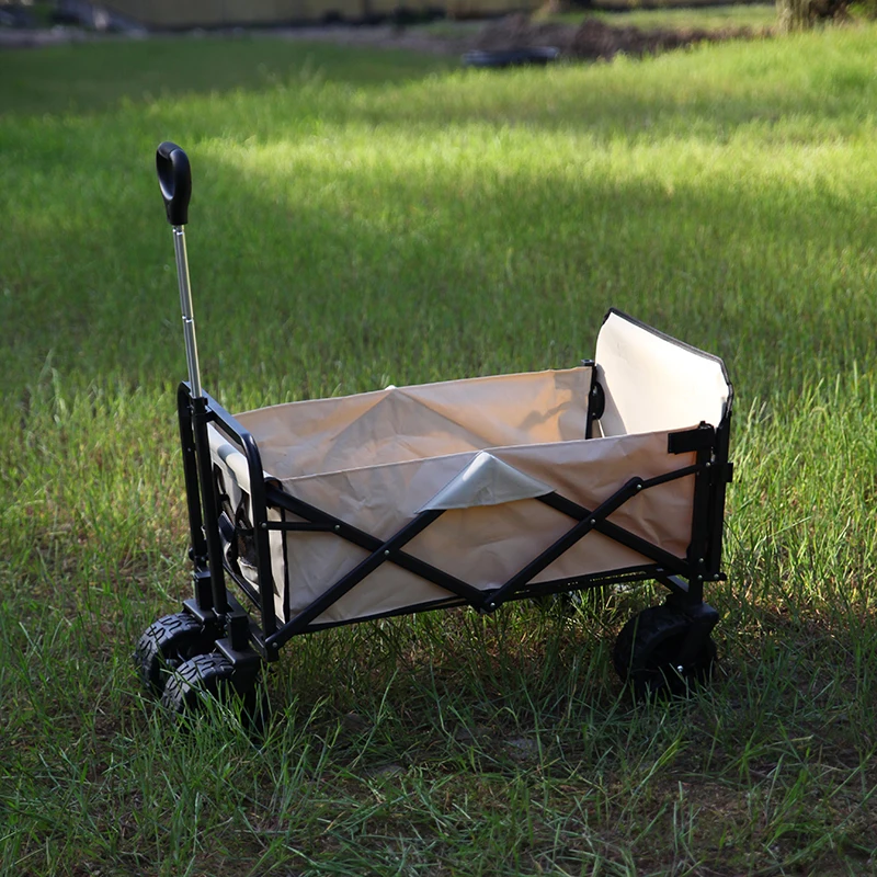 Folding Wagon Cart Portable Large Capacity Beach Camp Trolley Heavy Duty Utility Collapsible Wagon With All-Terrain Wheels
