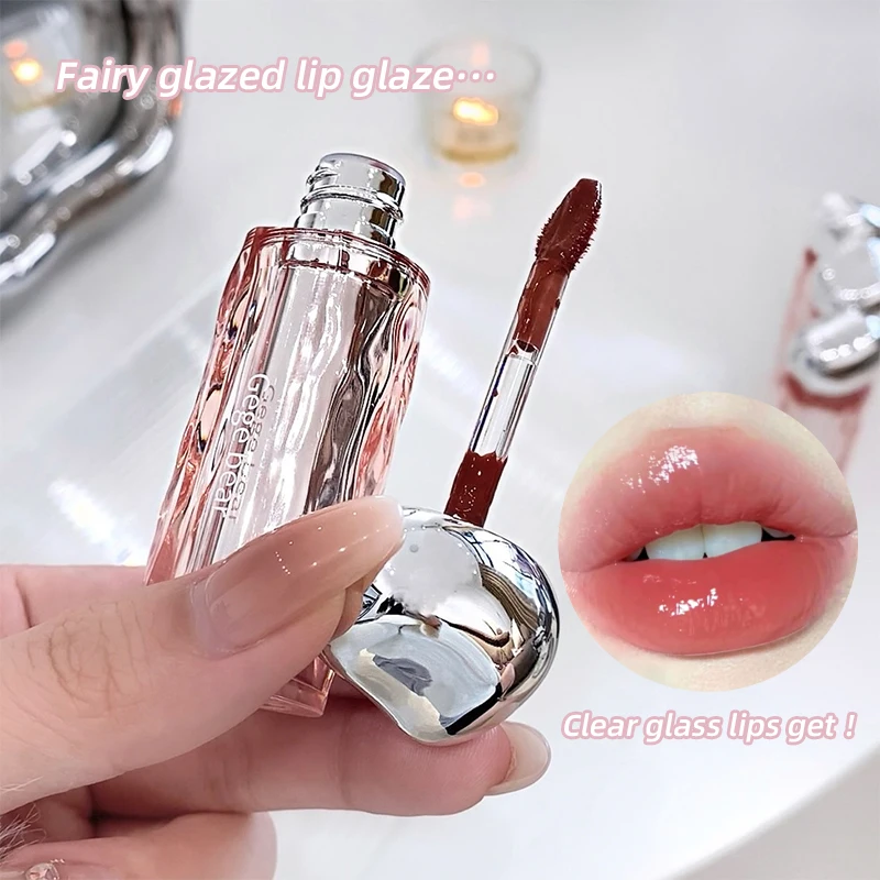 Gege Bear Glazed Crystal Translucent Lip Glaze Moisturizing Mirror Surface Lipstick Pendant Holding Makeup Lipstick