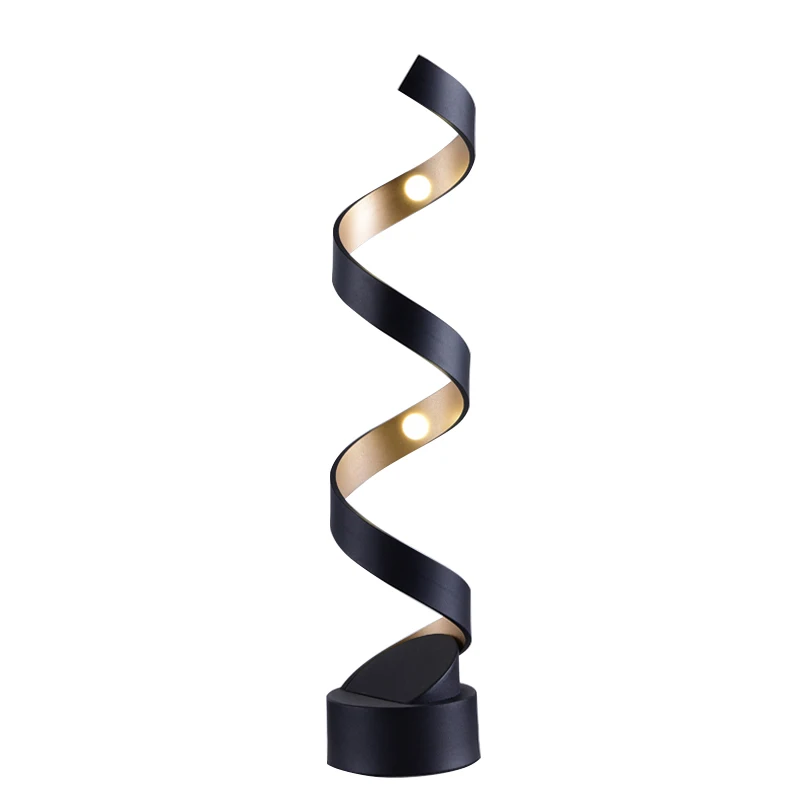 Modern Decoration Spiral Desk Lamp Bed Side Black Gold LED Table Lamp