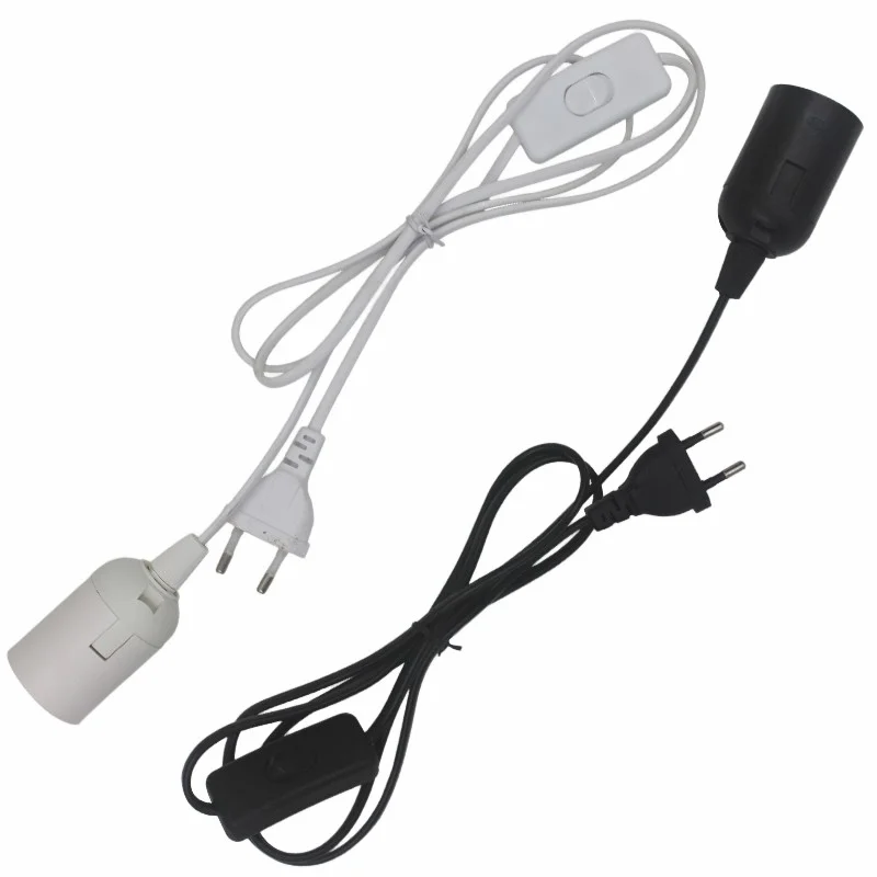 1.8m Power Cord Cable E27 Lamp Bases Eu Plug With Switch Wire For Pendant Led Bulb E27 Hanglamp Suspension Socket Holder