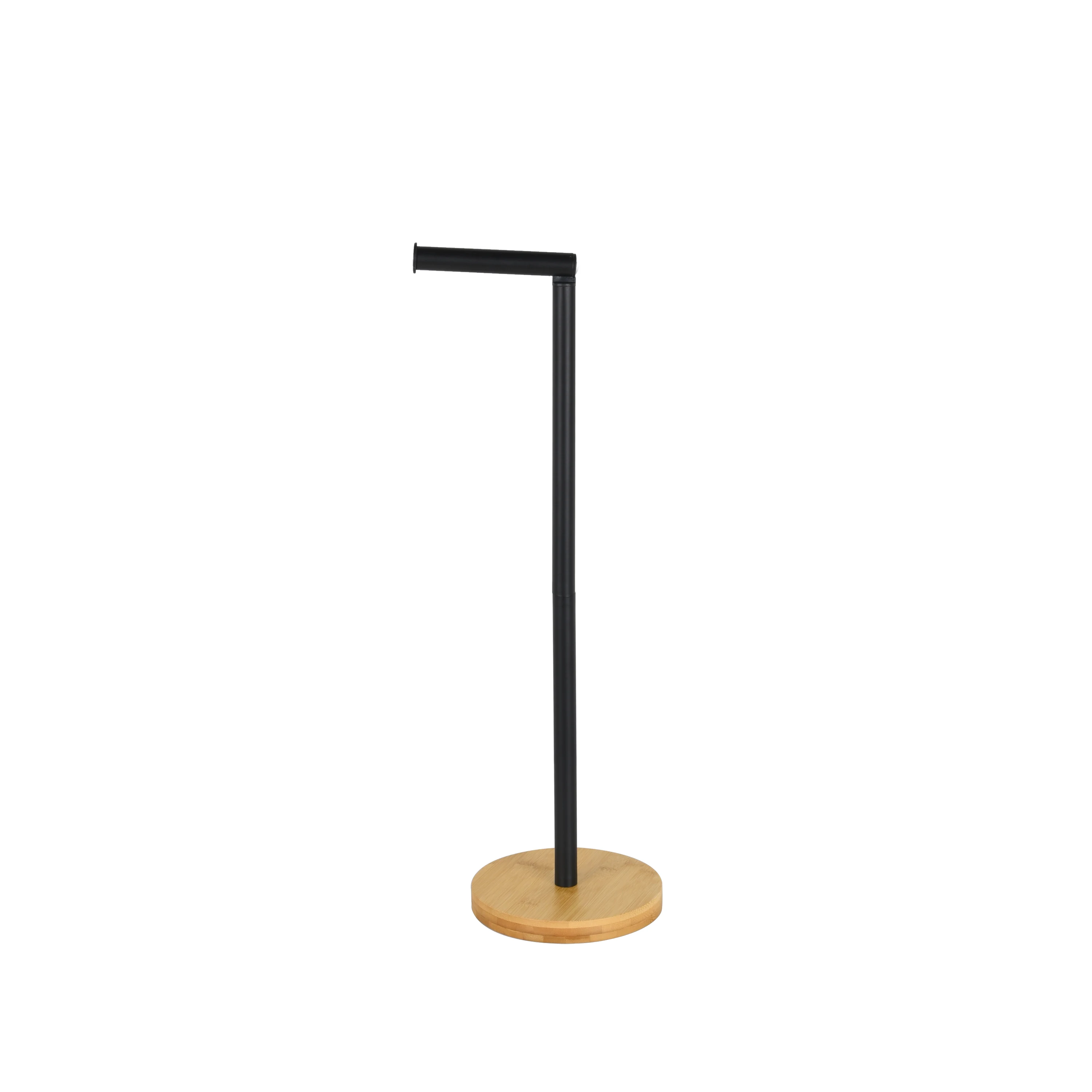 Bamboo base toilet paper holder Paper Rack metal paper roll holder free standing tissue holder