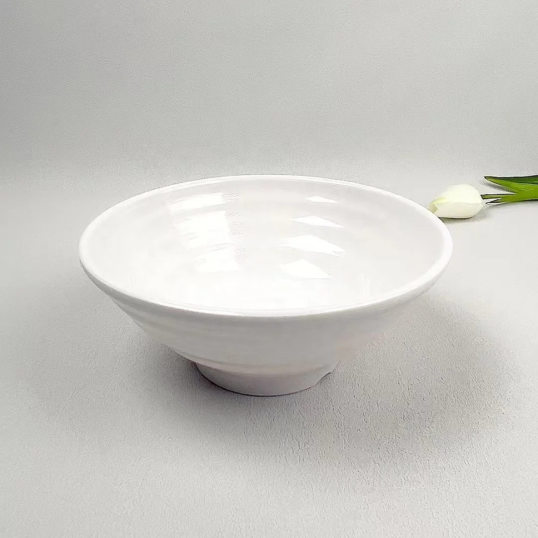 Home and kitchen durable melamine white serving noodle bowl melamine white fruit bowl  custom melamine salad bowl for restaurant