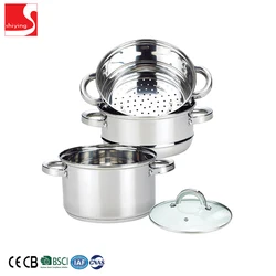Factory Supply Stainless Steel Cookware 3 Layer Corn Food Steamer Pot