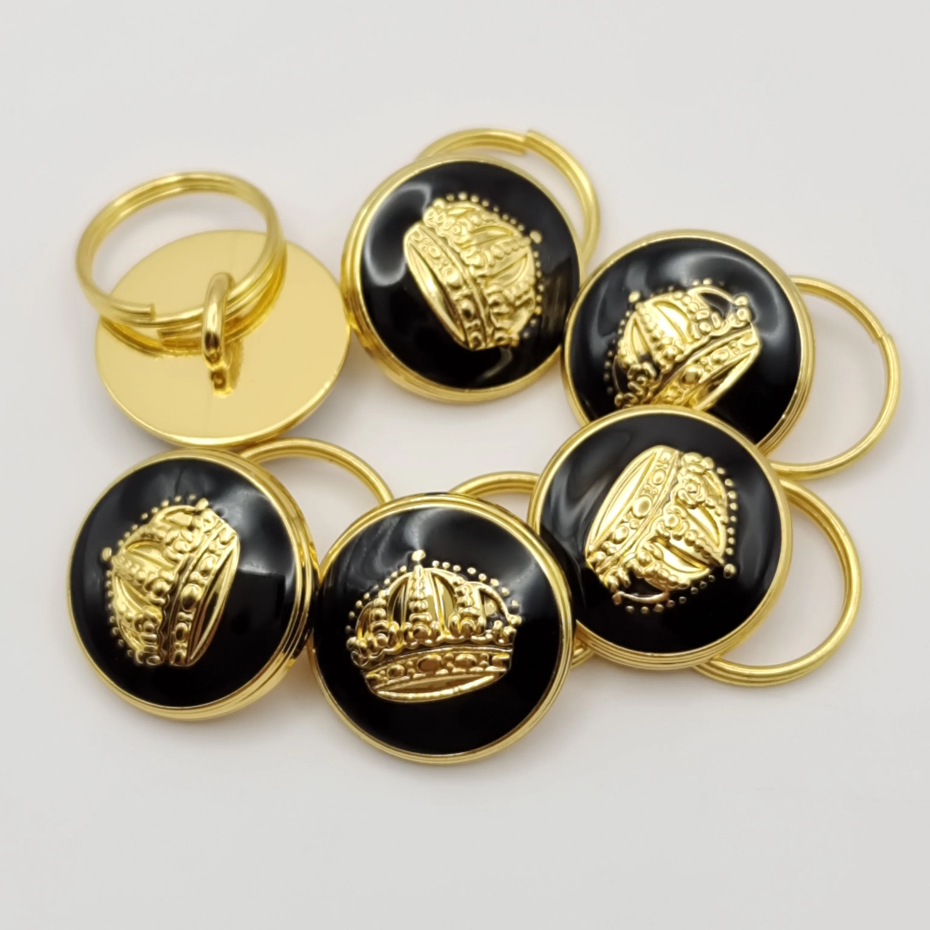 Nickel-Free High Quality EM ODM Custom Logo Zinc Alloy Crown Head Fancy Golden Sewing Button for Men Blazer Coat