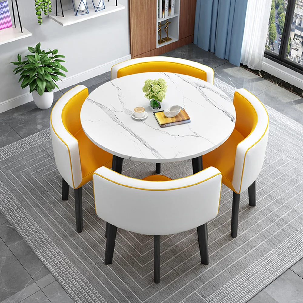 Nordic Simple Modern Rock Slab Round Dining Table Set Hot Sale Small  Dining Table Home Furniture Dining Table Set