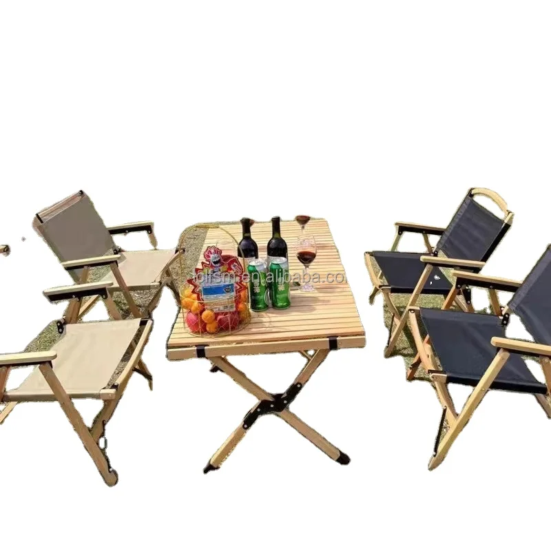 Portable folding solid wooden table static pressure bearing about 60 kg not easy to tip over