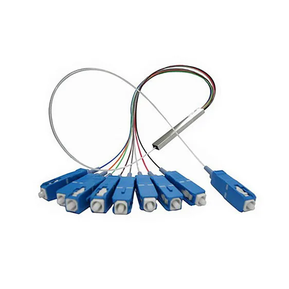 G657A 0.9mm Splitter optic Plc 1x8 PLC splitter with SC  APC/UPC connector W/T connector
