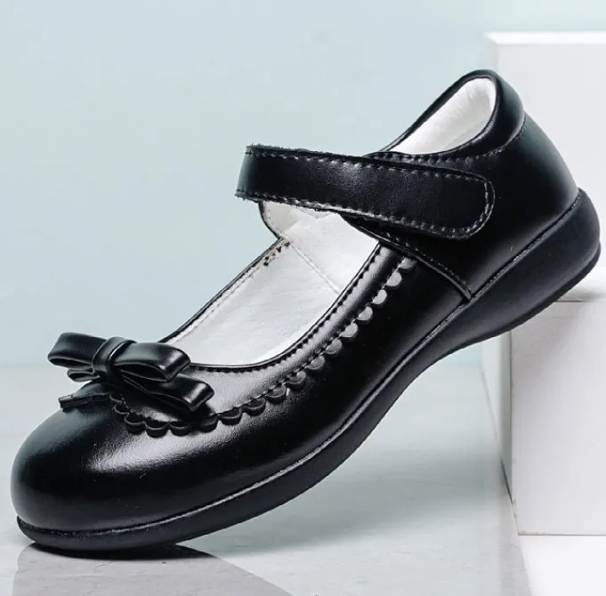 High Quality Mary Jane Flat Dress Shoes Girl Second Cow Leather Kids Back to School Shoes Girl Black White School Shoes