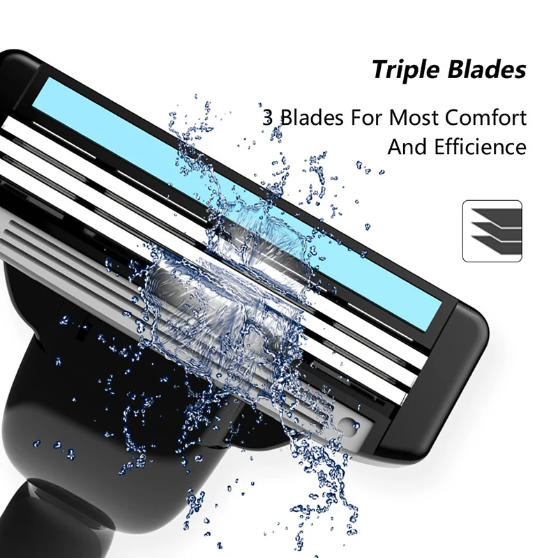 New Best Triple Blade Shaving Razor Rubber Men System Safety Razor