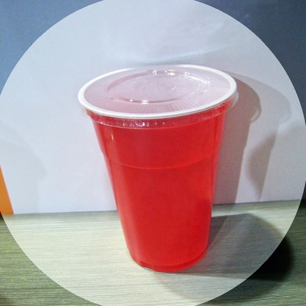 PP/PS Material Red Plastic Fruit Disposable Party Cup Giant Glass with logo Printed Beer Pong Cup Juice Cup