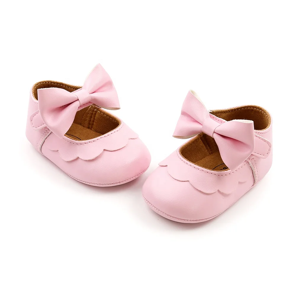 Hot Selling Oem Anti slip Girls Knot Bow Princess Newborn Baby Shoes
