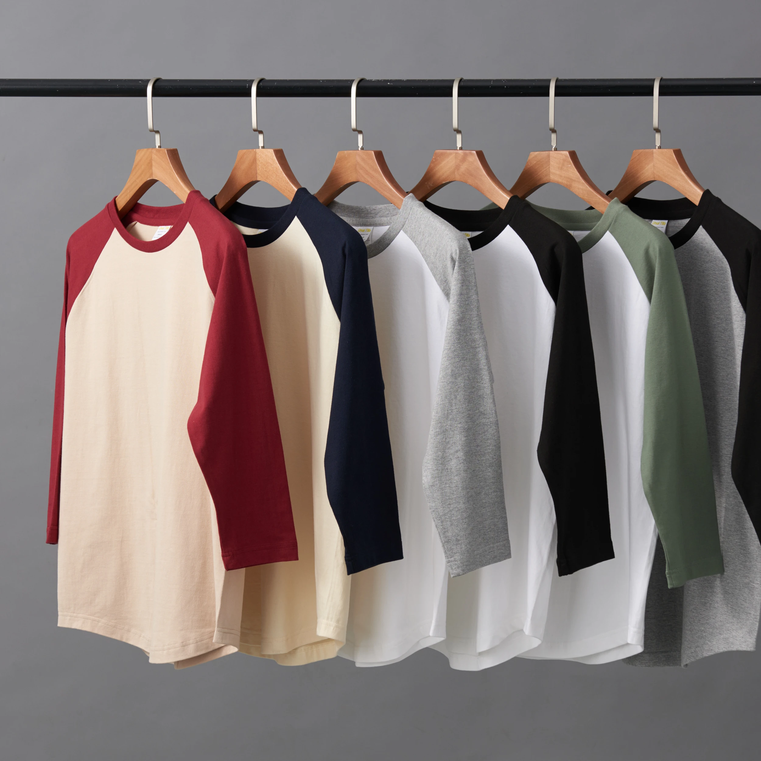 High Quality  Baseball t shirts Contrast Trim unisex blank 3/4 Sleeve Raglan Sleeves T shirt t-shirt blank  t shirt custom print