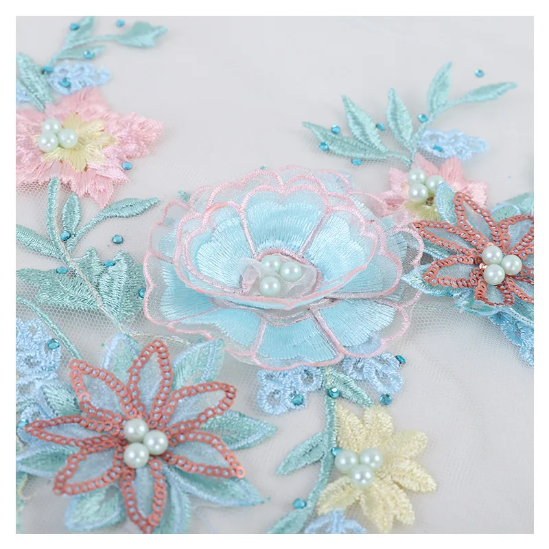 Embroidery Cloth Wedding Dress Dance Dress 3D Flower Patch Lace Applique