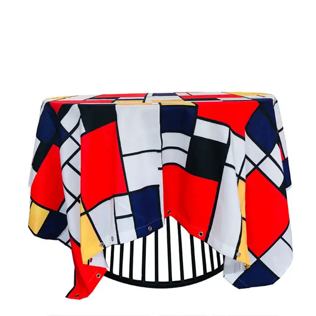 JSMART Manufacture Big Size Water Repellant Promotional Table Cloth Sublimation Printing Fabric Tablecloth