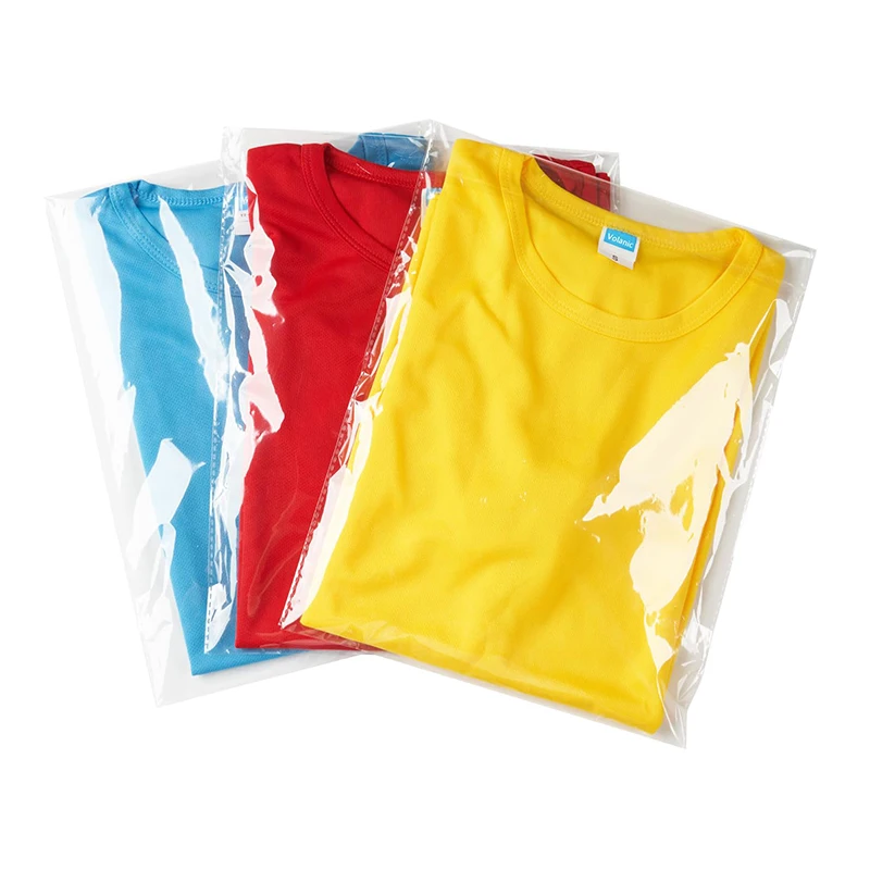 Custom Clear Transparent Cello Cellophane Self Adhesive Seal Polybag T-Shirts Clothes Clothing Bag With Logo