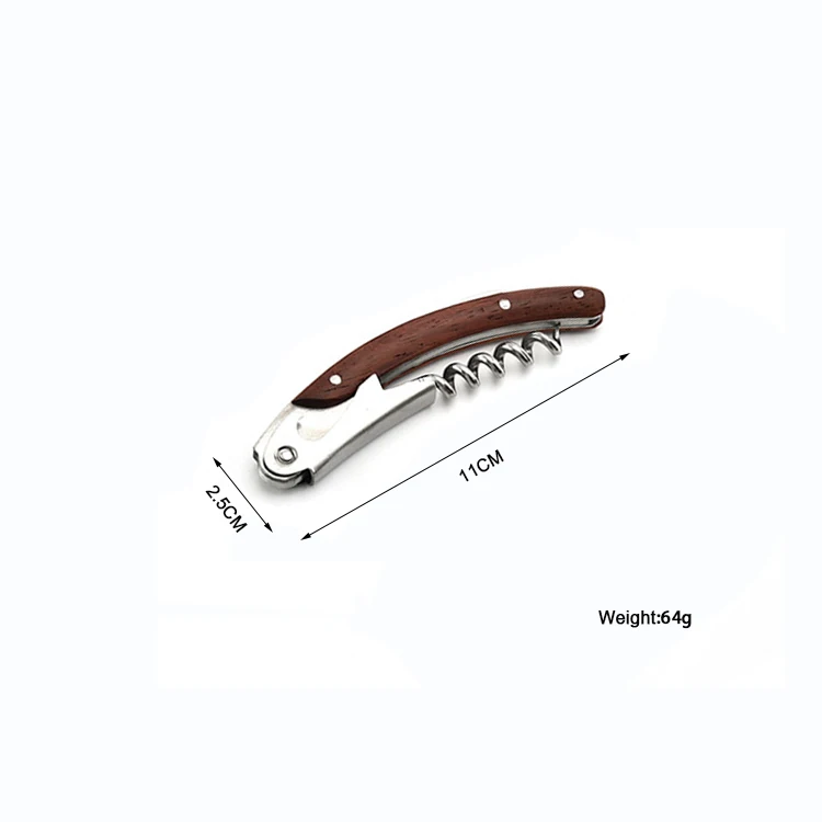 Double Hinged Waiters Corkscrew Spiral Wine Bottle Opener with Red Rose Wood Handle
