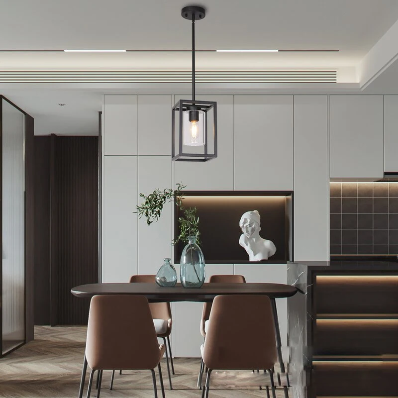 Vintage Lamp Black Retro Industrial Iron Metal Wire Basket Cage Style Light Durable Glass Shade