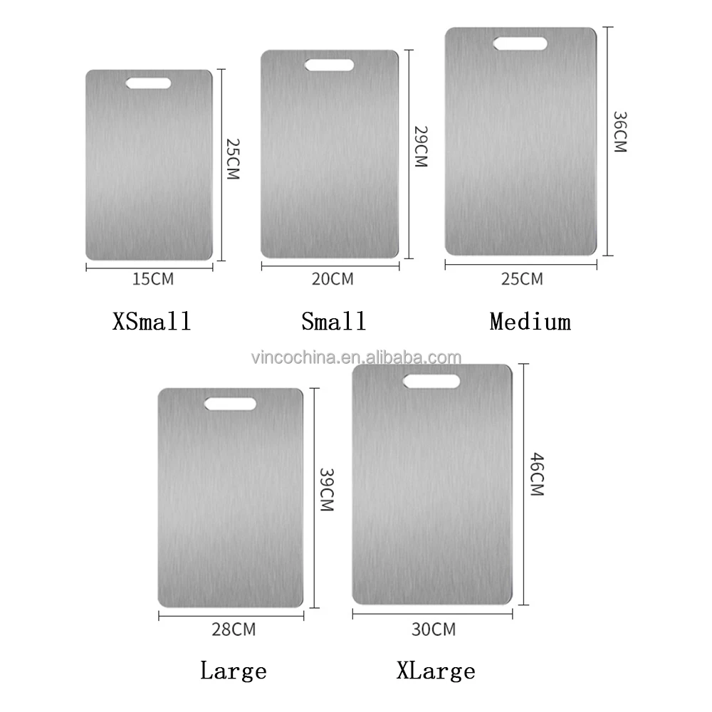 Double-Sided Food Grade Titanium Chopping Boards or 304 316 Stainless Steel Cutting Board
