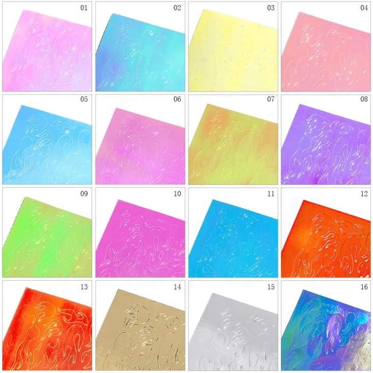 
16pcs/set Adhesive Laser holographic nail sticker neon nails stickers for nail decoration 