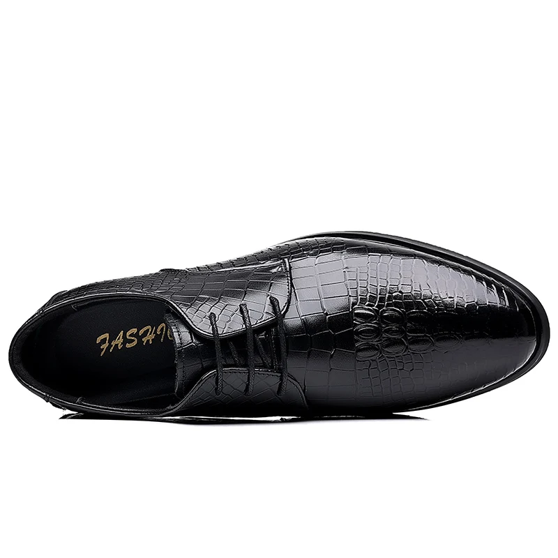 Most Popular 2024 New Fashion Men Emboss Lace Up Genuine Leather Casual Mens Office Formal Dress Shoes & Oxfords