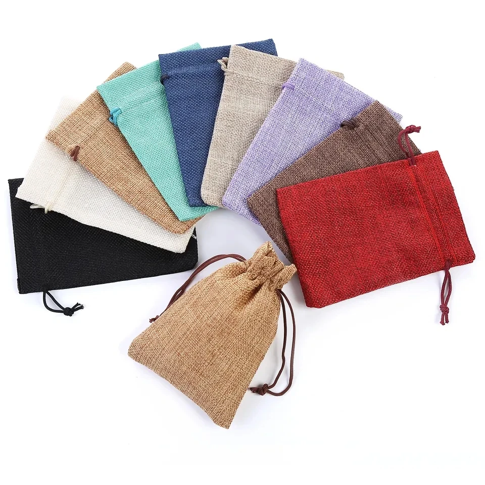 Hot Sale Custom Logo Small Jute Sack For Seed Coffee Beans Burlap Bag Drawstring Gift Pouches