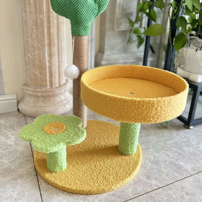Cat toy Furniture Modern Wood Multi-Layer Platform Tall with Sisal Rope Scratching Posts Cat Tree House Tower
