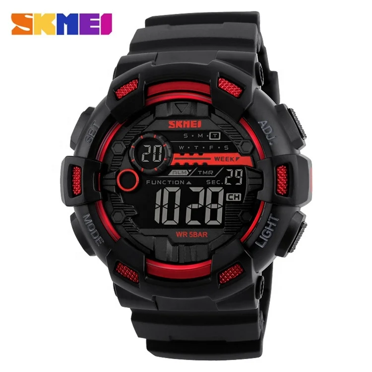 SKMEI 1243 Outdoor 5Bar Waterproof LED Display Reloj Hombre Skmei Mens Digital Sports Watch