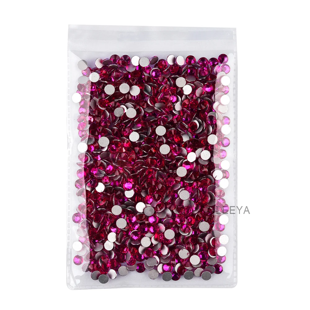Oleeya Factory Wholesale 12 Same Cut  Lt.Rose Color Glass Non Hot fix Rhinestone Flat Back Rhinestones For Phone Case Chain DIY