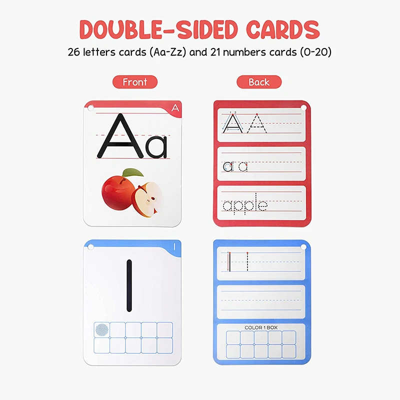 Custom animal arabic numbers english alphabet learning dry erasable flash cards Memory games printing services