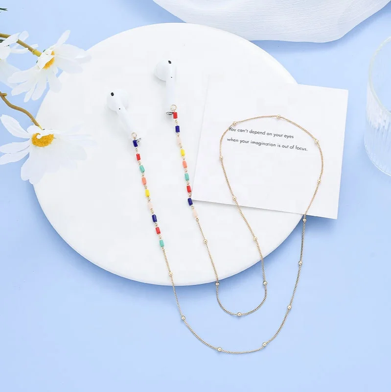 
Fashion personality handmade mask chain colorful crystal ear protection artifact hanging rope fashion popular gl 