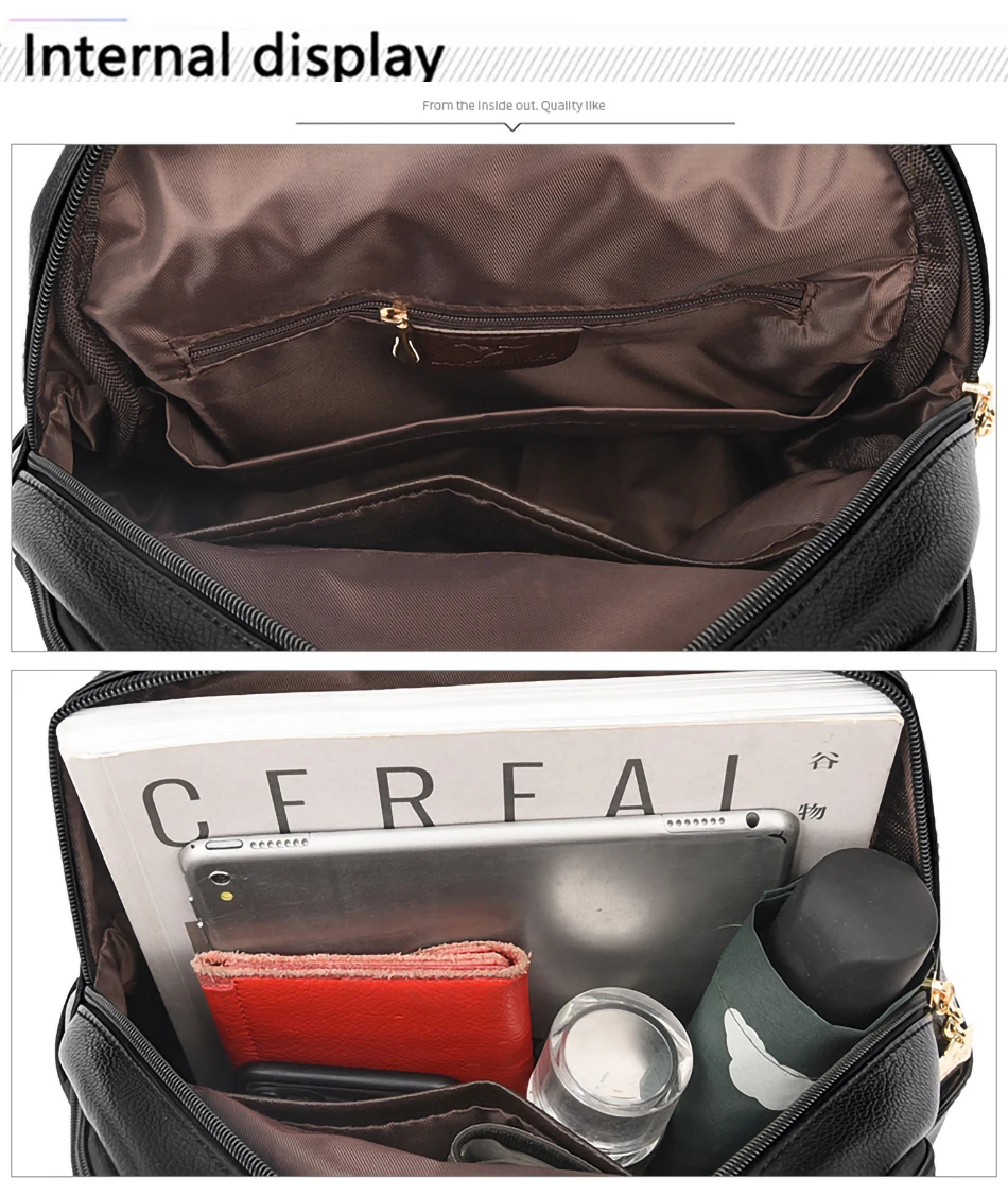 New Ladies Large Capacity Backpack Soft Leather Ladies Korean Fashion Simple School Bag Women Backpack