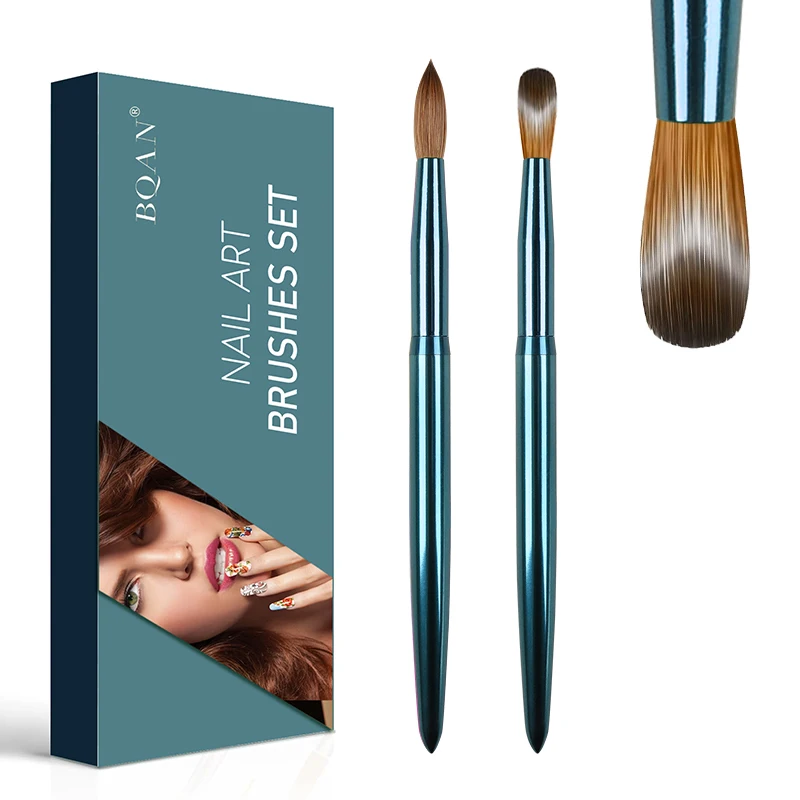 #2~#24 Kolinsky hairy head Nail Acrylic Brush packages dark green metals handle nail art Painting UV Gel liner Brush Set